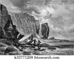 Rocks of Helgoland, vintage engraving. Rocks of Helgoland, vintage engraving.