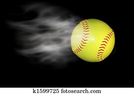 softball baseball with cloud effect