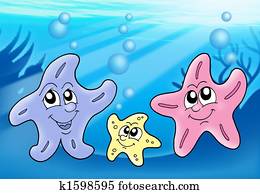 Starfish family playing with bubbles Starfish family playing with bubbles