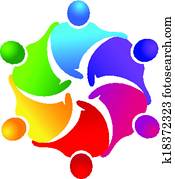 trabajo en equipo, empresarios, logotipo