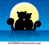 Two cats in moonlight Two cats in moonlight