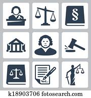 Vector law and justice icons set Vector law and justice icons set