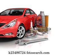 Auto parts with beautiful car. Auto parts with beautiful car.
