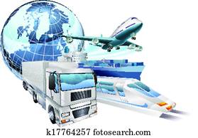Logistics transport globe concept Logistics transport globe concept