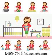 Motherhood Concept Illustration In Flat Design. Motherhood Concept Illustration In Flat Design.