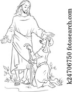 Outlined Jesus healing a lame man