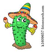 מקסיקני, קקטוס, עם, somrero