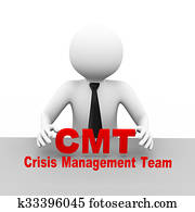 3d, zakenman, met, crisis, managementteam, cmt