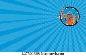 Business card Angry Gorilla Mechanic Spanner Circle Cartoon Business card Angry Gorilla Mechanic Spanner Circle Cartoon