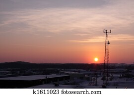 Early Morning Winter Cell Tower