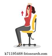 frau, machen, übung, in, büro., workout, w?hrend, dass, brechen frau, machen, übung, in, büro., workout, w?hrend, dass, brechen