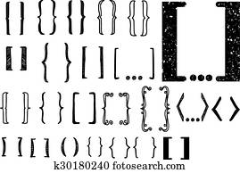 hand, gezeichnet, curry, klammer, symbol, satz