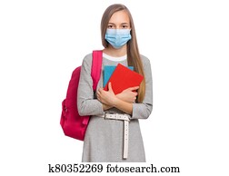 Student girl in face mask Student girl in face mask
