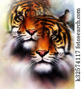 tiger collage on color abstract background and mandala with ornamet , wildlife animals. Brown, orange, black and white color. tiger collage on color abstract background and mandala with ornamet , wildlife animals. Brown, orange, black and white color.
