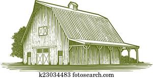 Woodcut Barn Icon Woodcut Barn Icon