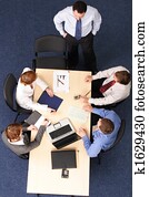 brainstorming, -, cinco, pessoas negócio, reunião