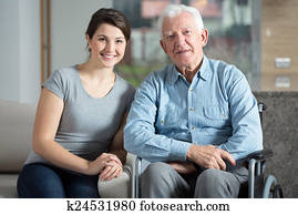 Caretaker and elderly man Caretaker and elderly man