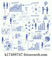 Doodle business charts infographics elements Doodle business charts infographics elements