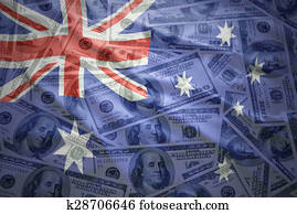 farbistý, kyvat, australian zastava, prostredníctvom, jeden, american dollar, peniaze, background