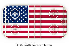 Ice hockey field textured by USA flag. Relative to world competition Ice hockey field textured by USA flag. Relative to world competition