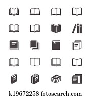 livro, apartamento, ícones