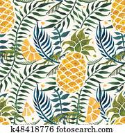 Pineapple background. Watercolor Seamless pattern. Pineapple background. Watercolor Seamless pattern.