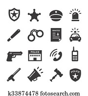 polícia, ícones, jogo