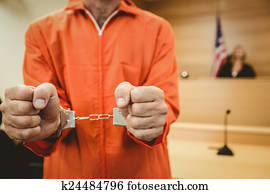 Prisoner in handcuffs clenching fists Prisoner in handcuffs clenching fists