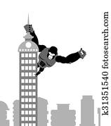 キングコング 上に 建物 強い 大きい ゴリラ もつ Spire Skyscraper サル 中に Town クリップアート 切り張り イラスト 絵画 集 K Fotosearch