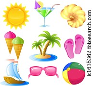 férias, e, viagem, ícone, jogo