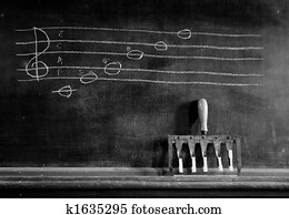 Musical scale on blackboard Musical scale on blackboard