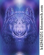 mystical smiling jackal appearence, computer metal effect graphic collage. mystical smiling jackal appearence, computer metal effect graphic collage.