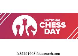 National Chess Day. Holiday concept. Template for background, banner, card, poster with text inscription. Vector EPS10 illustration.