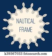 Nautical ropes frame over navy blue background Nautical ropes frame over navy blue background