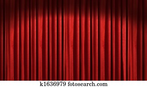 Red theater curtain with dark shadows Red theater curtain with dark shadows