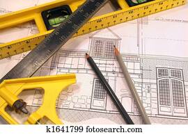 Architectural plans and tools for remodeling a home Architectural plans and tools for remodeling a home