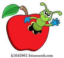 Cute worm in apple Cute worm in apple