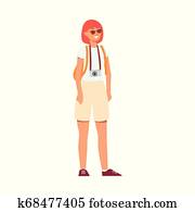 fotograaf, frau, für, weiblich, andersartigkeit, abbildung, vektor, freigestellt, auf, white.