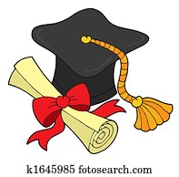 Graduation hat and scroll Graduation hat and scroll