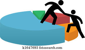 Helping hand to pie chart business financial success Helping hand to pie chart business financial success