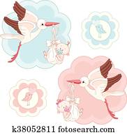 jogo, de, cegonhas, e, bebês