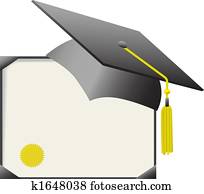 Mortarboard Graduation Cap & Diploma Certificate Mortarboard Graduation Cap & Diploma Certificate