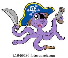 Pirate octopus with sabre Pirate octopus with sabre