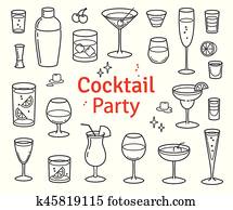 Set of Cocktails and Alcohol Drinks Vector Set of Cocktails and Alcohol Drinks Vector