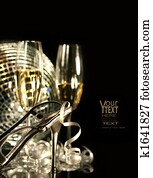 Silver party shoe with glasses of champagne Silver party shoe with glasses of champagne