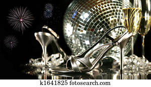 Silver party shoes with champagne glasses Silver party shoes with champagne glasses