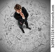Businessman thinking projects
