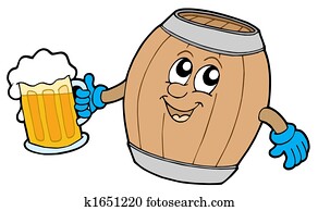 Cute wooden keg holding beer Cute wooden keg holding beer