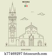 Messina cathedral, Italy. Landmark icon Messina cathedral, Italy. Landmark icon