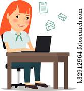 mujer computadora personal portátil laptop, transmitir, email